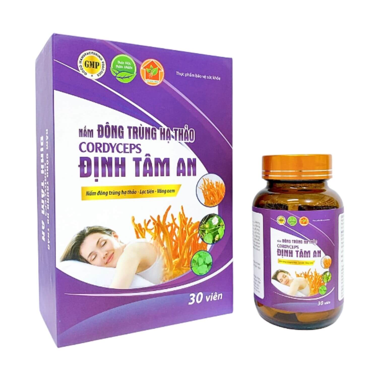 Nấm Đông Trùng Hạ Thảo Cordyceps Định Tâm An (H/30v)