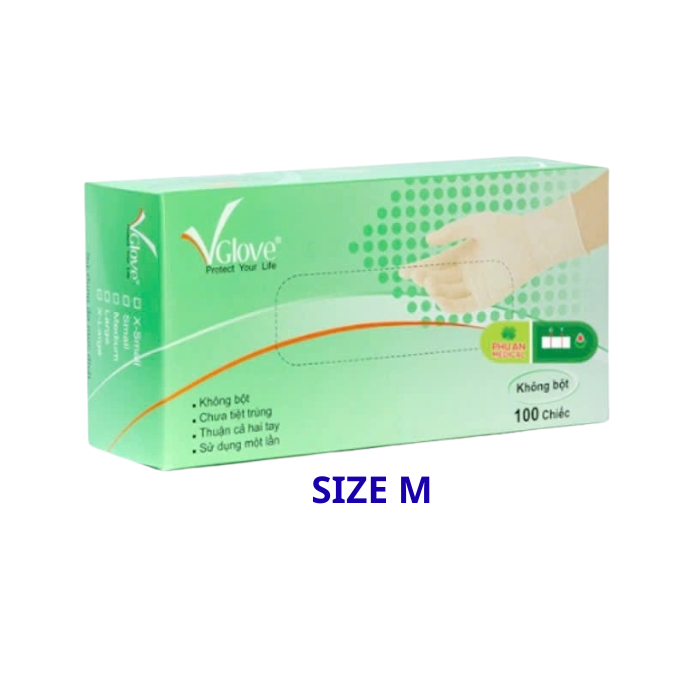 Găng Tay Y Tế Vglove Không Bột Size M (H/100C)