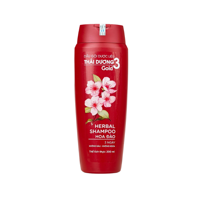 Dầu Gội Dược Liệu Thái Dương 3 Hoa Đào Đỏ (C/200ML)