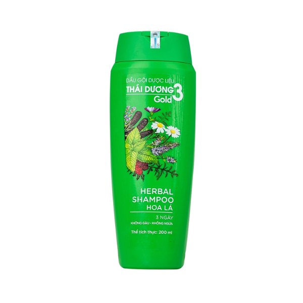 Dầu Gội Dược Liệu Thái Dương 3 Hoa Lá - Xanh (C/200ML)