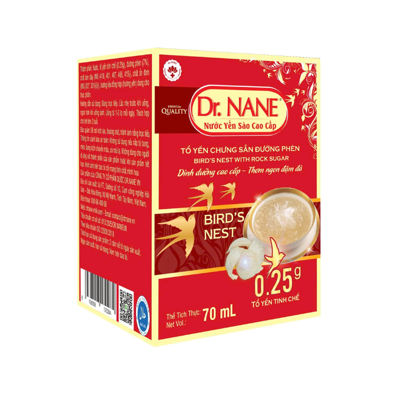 Nước Yến Sào Cao Cấp Dr.Nane Đường Phèn 0.25gr (70ml)