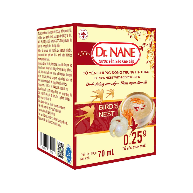Nước Yến Sào Cao Cấp Dr.Nane Đông Trùng  0.25gr (70ml)