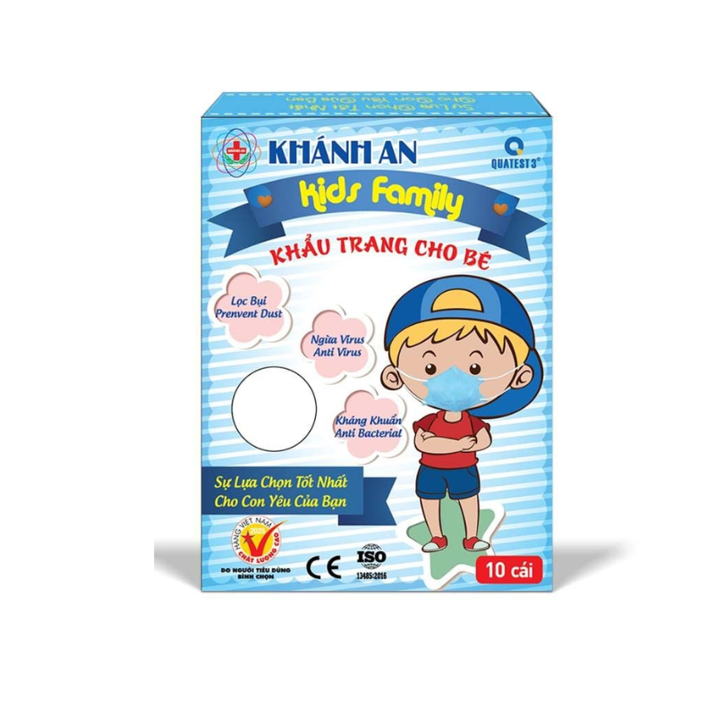 Khẩu trang cho bé Kids Family Trắng Khánh An M (H/10c)