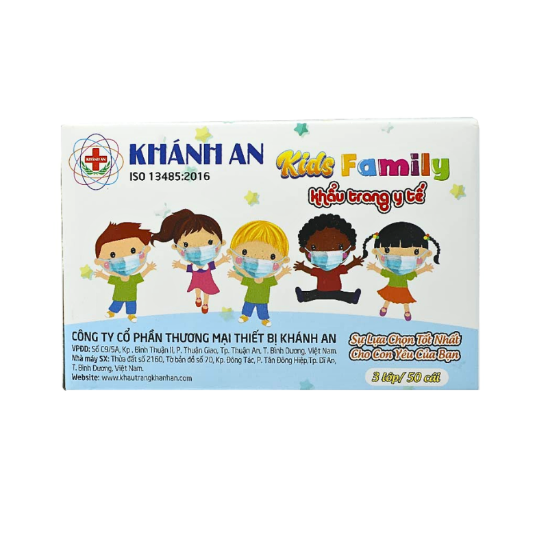 Khẩu trang y tế Kids Family Khánh An trắng(H/50c)