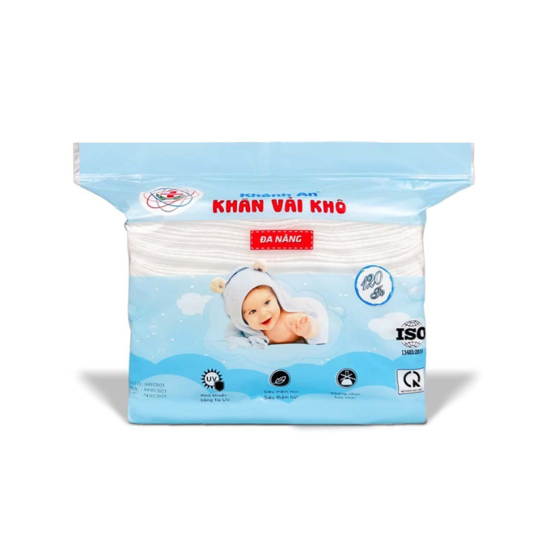 Khăn vải khô đa năng Khánh An xanh 19x19cm
