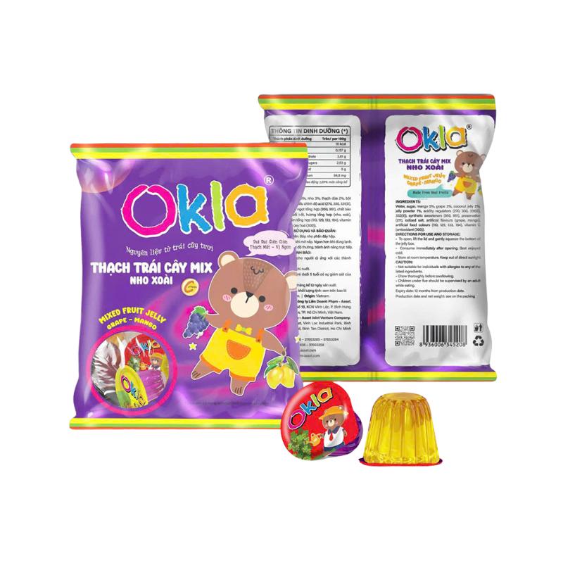 Thạch trái cây mix nho xoài OKla JoJo 225gr