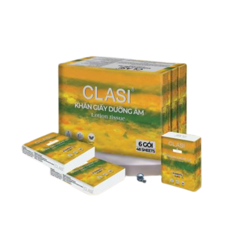 Khăn giấy dưỡng ẩm bỏ túi CLASI 5 lớp (6 gói/lốc)