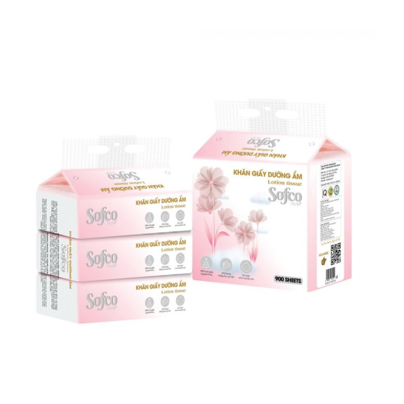 Khăn giấy dưỡng ẩm SOFCO 300 tờ (3 gói/lốc)