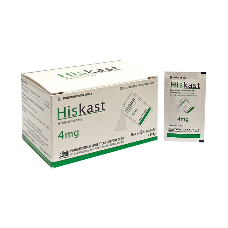 Hiskast 4mg Montelukast DP 3/2 (H/28 gói)