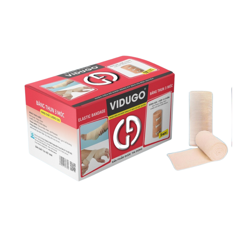 Băng thun 3 móc màu da Vidugo (H/12 cuộn)