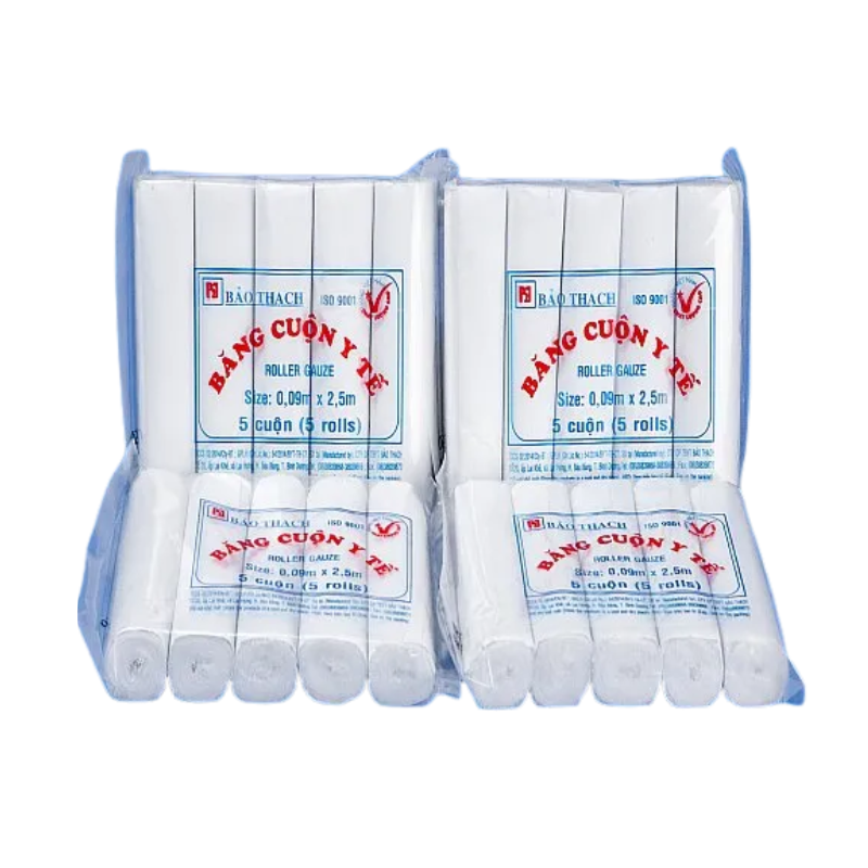 Băng cuộn y tế Bảo Thạch 0.09m x 2m (Gói 50 cuộn)