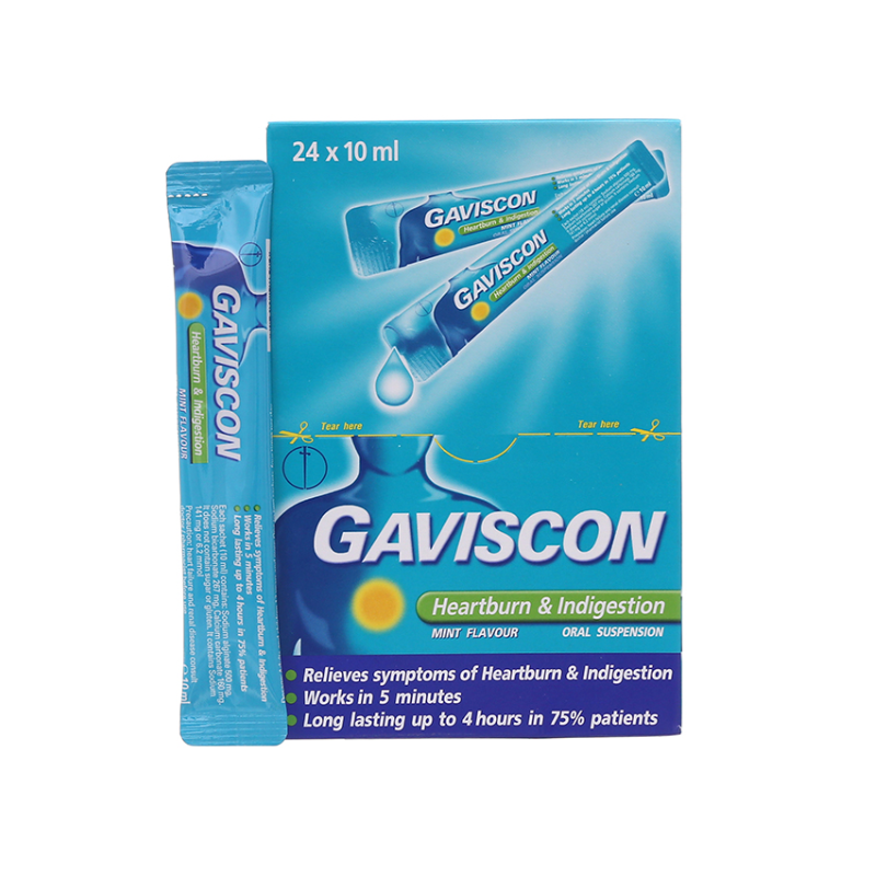 Gaviscon Heartburn Indigestion Reckitt Benckiser Xanh Dương (H/24G)