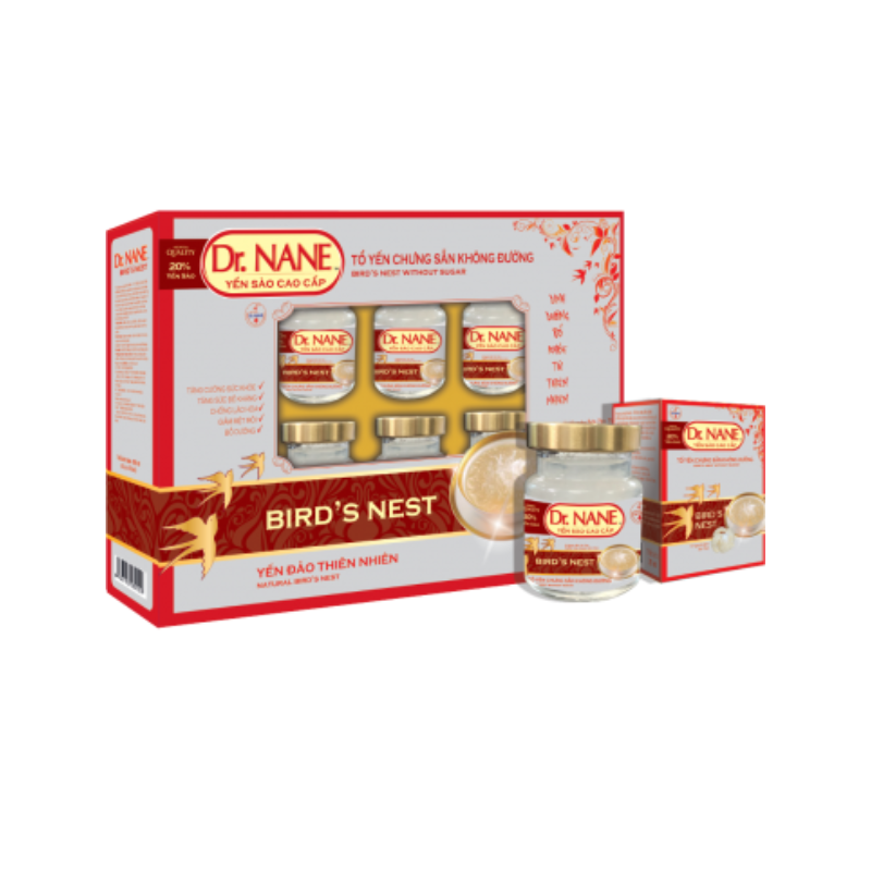 Yến sào Dr. Nane Không Đường 20% (Hộp 6 Lọ )