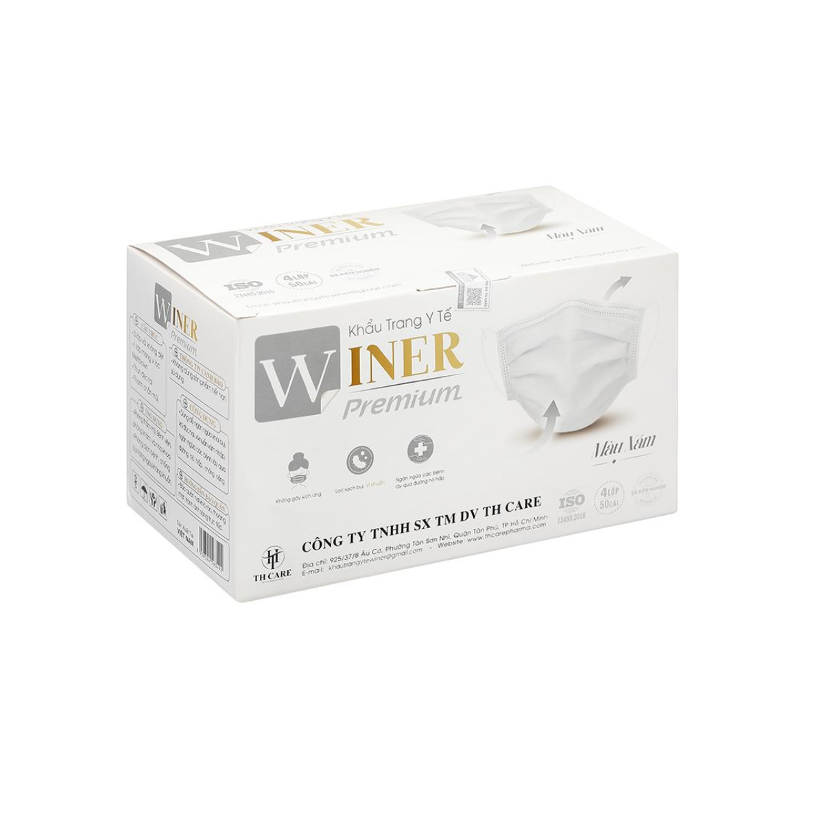 Khẩu trang y tế 4 lớp Winner Premium Xám (H/50c)