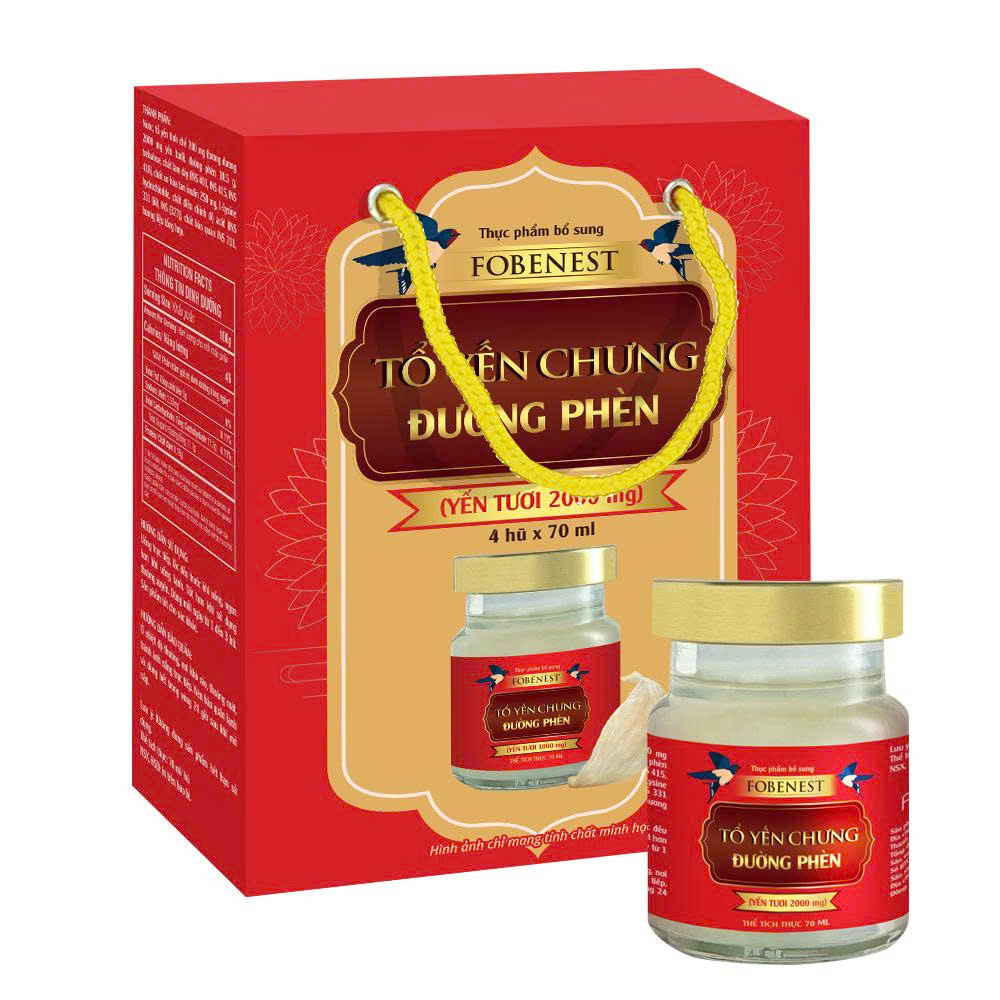 Fobenest Tổ Yến Chưng Đường Phèn (Yến Tươi 2000mg) (Hộp 4 lọ)