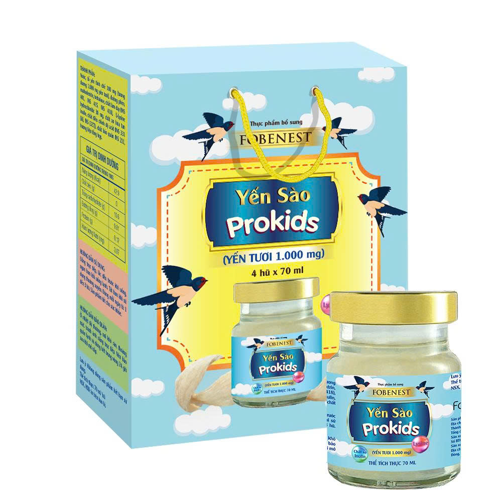 Fobenest Yến Sào Prokids (Yến Tươi 1000mg) (Hộp 4 lọ)
